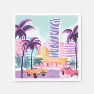 Miami Pastels Rommelig Schilderij in Waterverf Servet