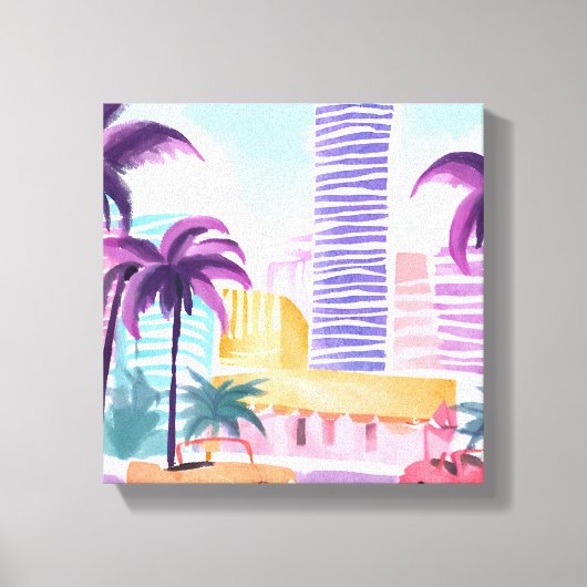 Miami Pastels | rommelig Waterverf schilderij Canvas Afdruk (Voorkant)