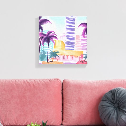 Miami Pastels | rommelig Waterverf schilderij Canvas Afdruk (Insitu (Woonkamer))