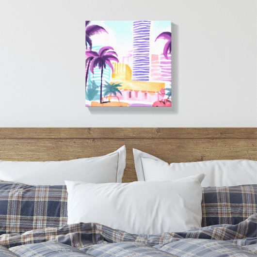 Miami Pastels | rommelig Waterverf schilderij Canvas Afdruk (Insitu (Slaapkamer))