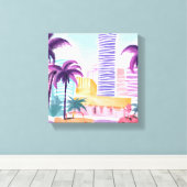Miami Pastels | rommelig Waterverf schilderij Canvas Afdruk (Insitu (Houten vloer))