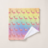 MIAMI PINK FLAMINGO PATROON BATHROOM TOWEL SET BAD HANDDOEK (Wasdoekje)