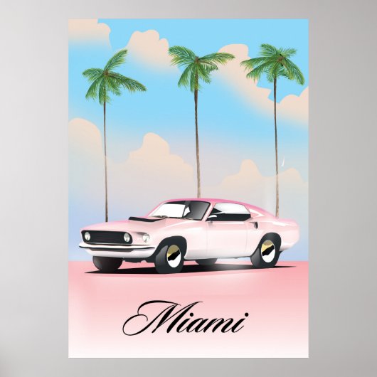 Miami Pink Sunset Poster (Voorkant)