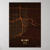 Miami Print Florida Stad Kaart Muurkunst Poster Ca (Voorkant)