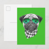 Miami Pug Briefkaart (Voorkant / Achterkant)