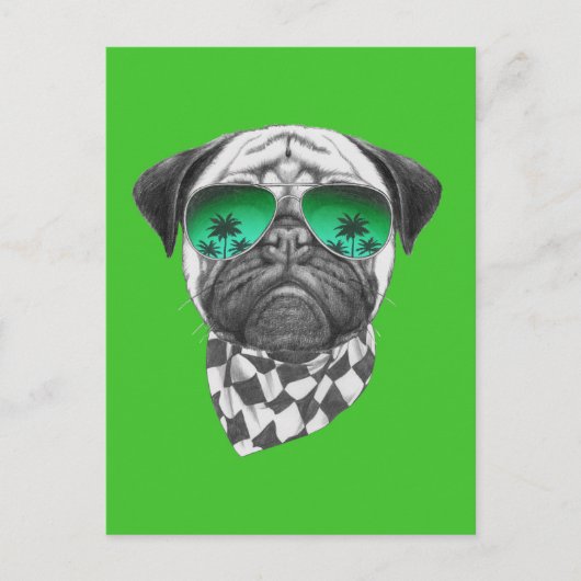 Miami Pug Briefkaart (Voorkant)