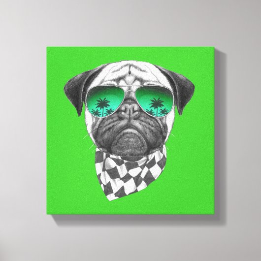 Miami Pug Canvas Afdruk (Voorkant)