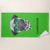 Miami Pug | Jouw namen toevoegen Strandlaken (Voorkant)