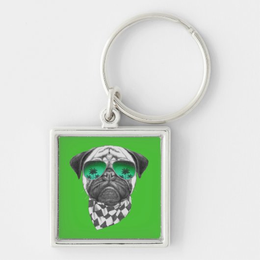Miami Pug Sleutelhanger (Voorkant)