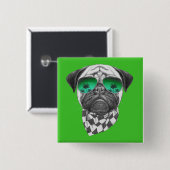 Miami Pug Vierkante Button 5,1 Cm (Voorkant /achterkant)