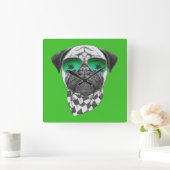 Miami Pug Vierkante Klok (Huis)