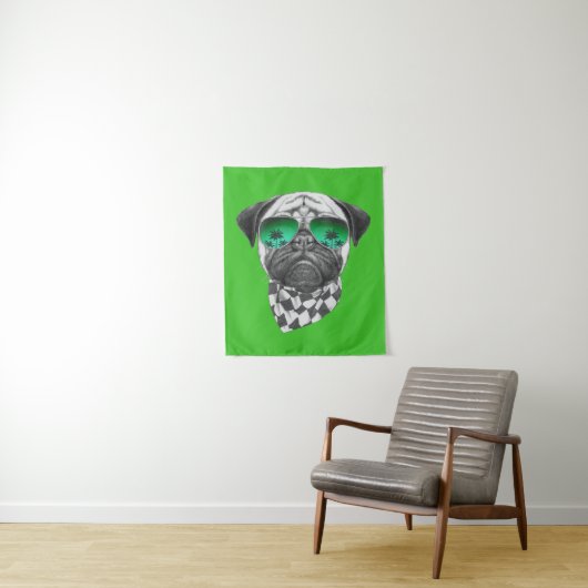 Miami Pug Wandkleed (In situ)