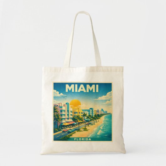 Miami Reisposter Boodschappentas Tote Bag (Voorkant)