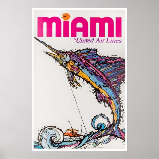 Miami Reisposter Florida Kunst Muur Retro Poster (Voorkant)