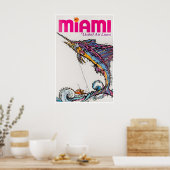 Miami Reisposter Florida Kunst Muur Retro Poster (Keuken)