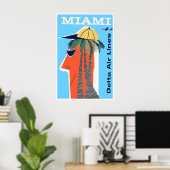 Miami Reisposter Florida Print Delta Art (Thuiskantoor)