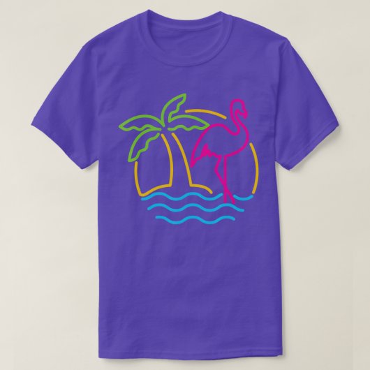 Miami Retro Neon Pink Flamingo T-shirt (Design voorkant)