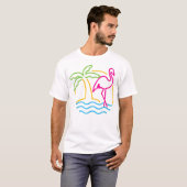 Miami Retro Neon Pink Flamingo T-shirt (Voorkant volledig)