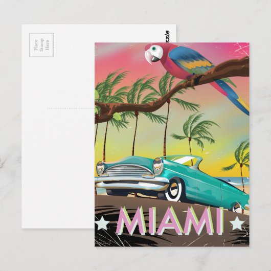 Miami retro Revel print Briefkaart (Voorkant / Achterkant)