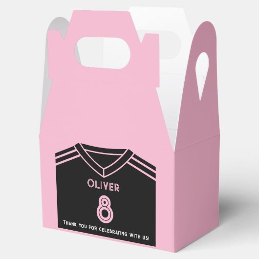 Miami Roze en Zwart Voetbal Party Verjaardag Bedankdoosjes (Geopend)
