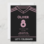 Miami Roze en Zwart Voetbal Party Verjaardag Invit Kaart (Voorkant)