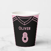 Miami Roze en Zwart Voetbal Party Verjaardag Papieren Bekers (Voorkant)