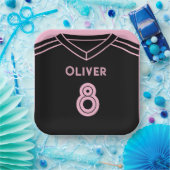 Miami Roze en Zwart Voetbal Party Verjaardag Papieren Bordje (Feest)