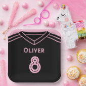 Miami Roze en Zwart Voetbal Party Verjaardag Papieren Bordje (Feest)