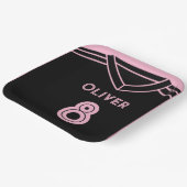 Miami Roze en Zwart Voetbal Party Verjaardag Papieren Bordje (Gebogen)