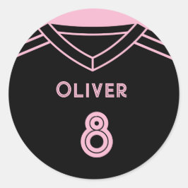 Miami Roze en Zwart Voetbal Party Verjaardag Ronde Sticker