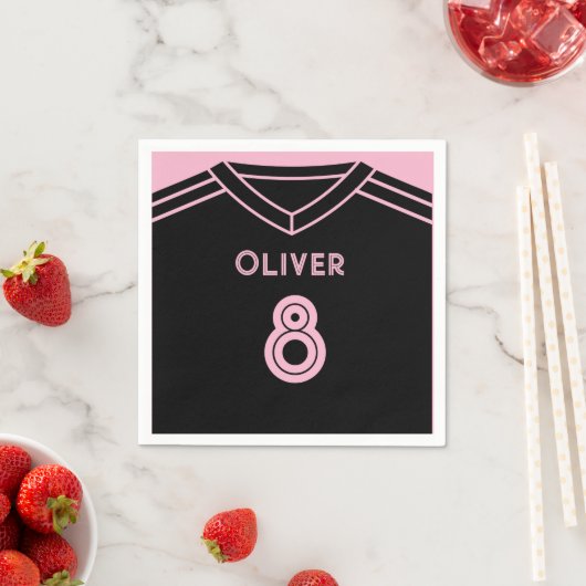 Miami Roze en Zwart Voetbal Party Verjaardag Servet (Insitu)