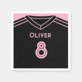 Miami Roze en Zwart Voetbal Party Verjaardag Servet (Voorkant)
