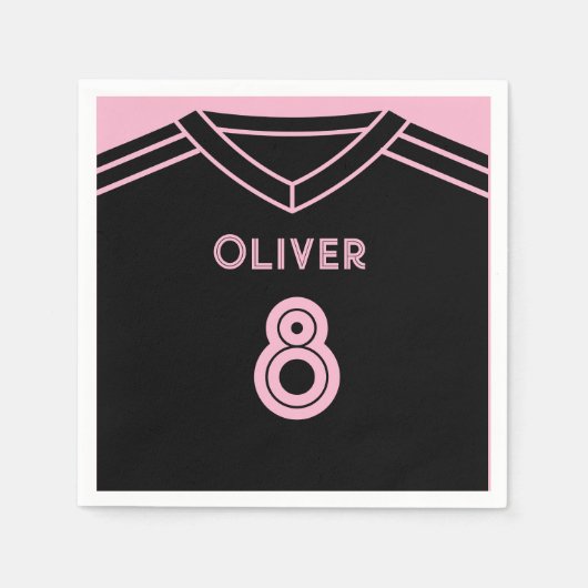 Miami Roze en Zwart Voetbal Party Verjaardag Servet (Voorkant)
