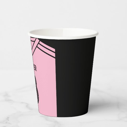 Miami Roze en Zwart Voetbal Verjaardagsfeest Papieren Bekers (Links)
