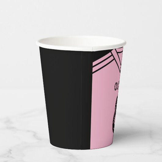 Miami Roze en Zwart Voetbal Verjaardagsfeest Papieren Bekers (Rechts)