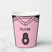 Miami Roze en Zwart Voetbal Verjaardagsfeest Papieren Bekers (Voorkant)