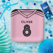 Miami Roze en Zwart Voetbal Verjaardagsfeest Papieren Bordje (Feest)