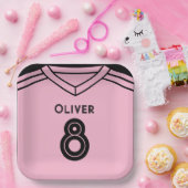 Miami Roze en Zwart Voetbal Verjaardagsfeest Papieren Bordje (Feest)