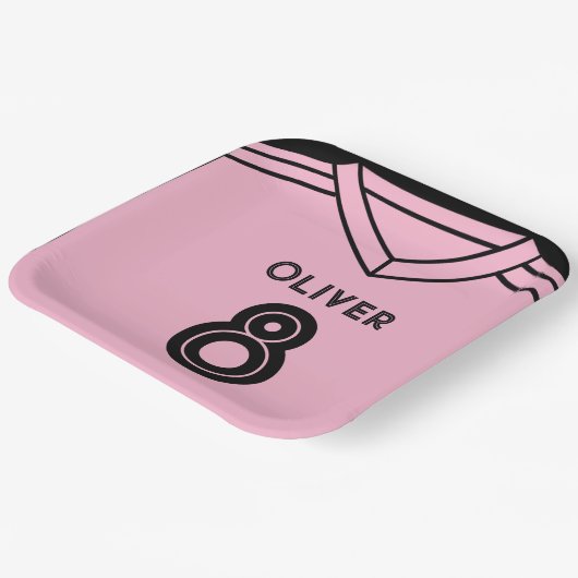 Miami Roze en Zwart Voetbal Verjaardagsfeest Papieren Bordje (Gebogen)