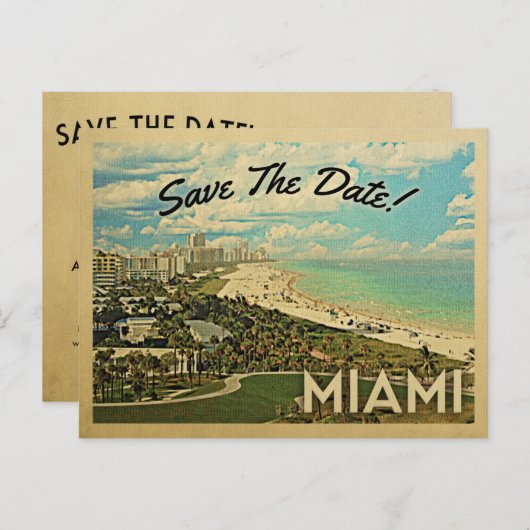 Miami Save the Date Aankondigingskaart (Voorkant / Achterkant)