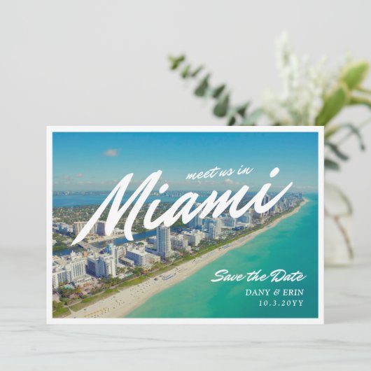 Miami Save the Date Ansichtkaart Stijl Uitnodiging (Staand voorkant)