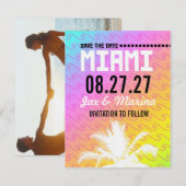 MIAMI Save the Date Linen Paper (Voorkant / Achterkant)