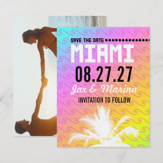 MIAMI Save the Date Linen Paper (Voorkant / Achterkant)