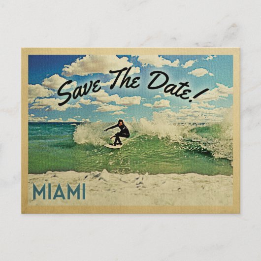 Miami Save the Date Surfing Aankondigingskaart (Voorkant)
