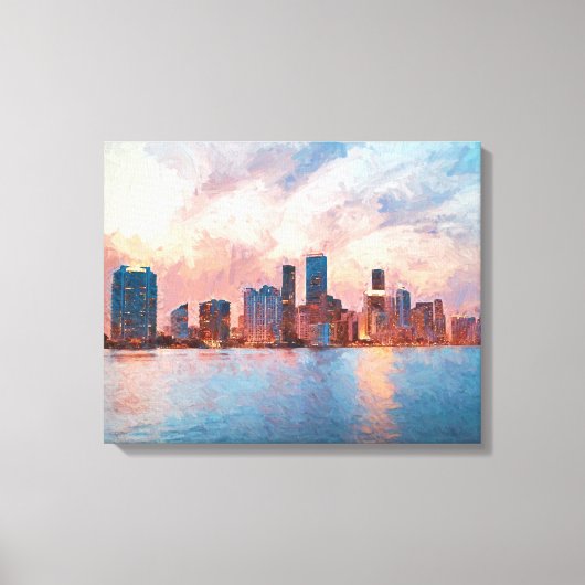 Miami Silhouet Canvas Afdruk (Voorkant)