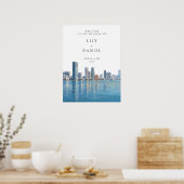 Miami Silhouette Trouw Welkom Bord Poster (Keuken)