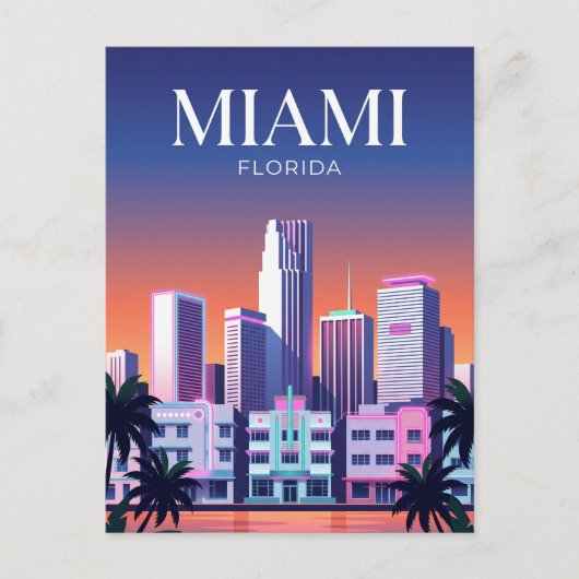 Miami Silhouette USA Briefkaart (Voorkant)