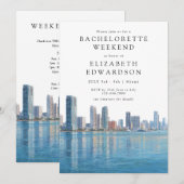 Miami Silhouette Watercolor Meisjesweekend Kaart (Voorkant / Achterkant)