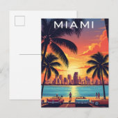 Miami Silhouette Zonsondergang Briefkaart (Voorkant / Achterkant)