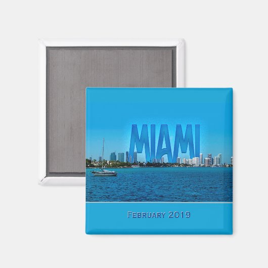 Miami Skyline (aanpasbare) magneet (Voorkant / Achterkant)